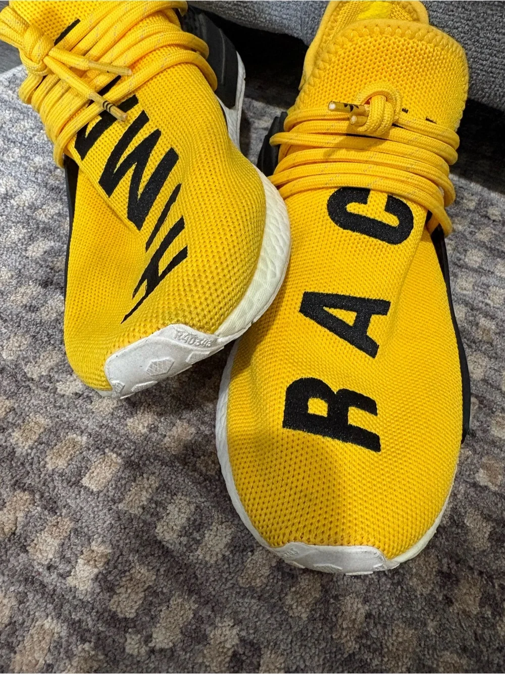 adidas Yellow Knit Men’s Sneakers with Black Accents